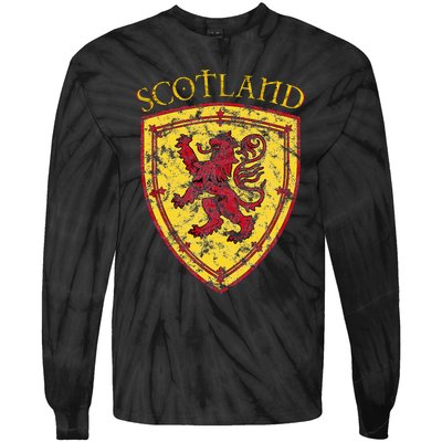 Scottish Rampant Lion Scotland Coat Of Arms Banner Tie-Dye Long Sleeve Shirt