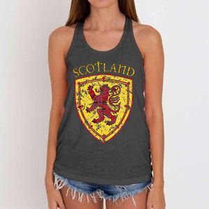 Scottish Rampant Lion Scotland Coat Of Arms Banner Women's Knotted Racerback Tank