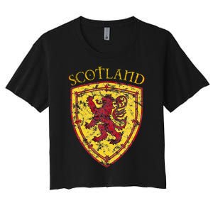 Scottish Rampant Lion Scotland Coat Of Arms Banner Women's Crop Top Tee