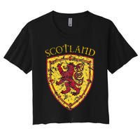 Scottish Rampant Lion Scotland Coat Of Arms Banner Women's Crop Top Tee