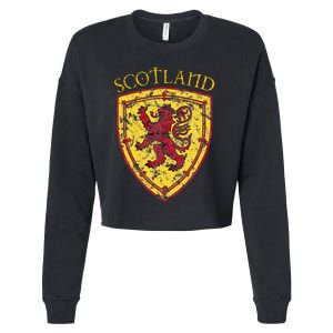 Scottish Rampant Lion Scotland Coat Of Arms Banner Cropped Pullover Crew