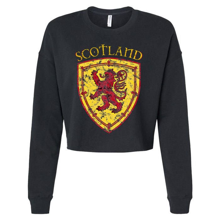 Scottish Rampant Lion Scotland Coat Of Arms Banner Cropped Pullover Crew