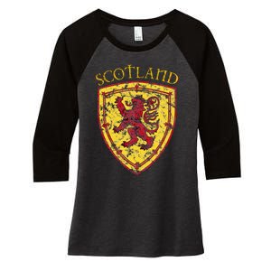 Scottish Rampant Lion Scotland Coat Of Arms Banner Women's Tri-Blend 3/4-Sleeve Raglan Shirt