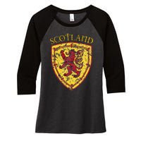 Scottish Rampant Lion Scotland Coat Of Arms Banner Women's Tri-Blend 3/4-Sleeve Raglan Shirt