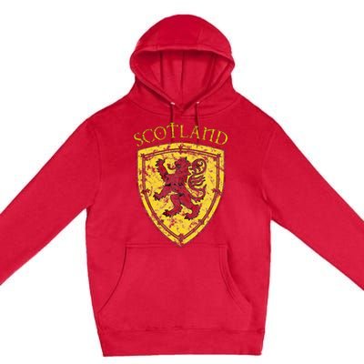 Scottish Rampant Lion Scotland Coat Of Arms Banner Premium Pullover Hoodie