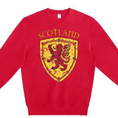 Scottish Rampant Lion Scotland Coat Of Arms Banner Premium Crewneck Sweatshirt