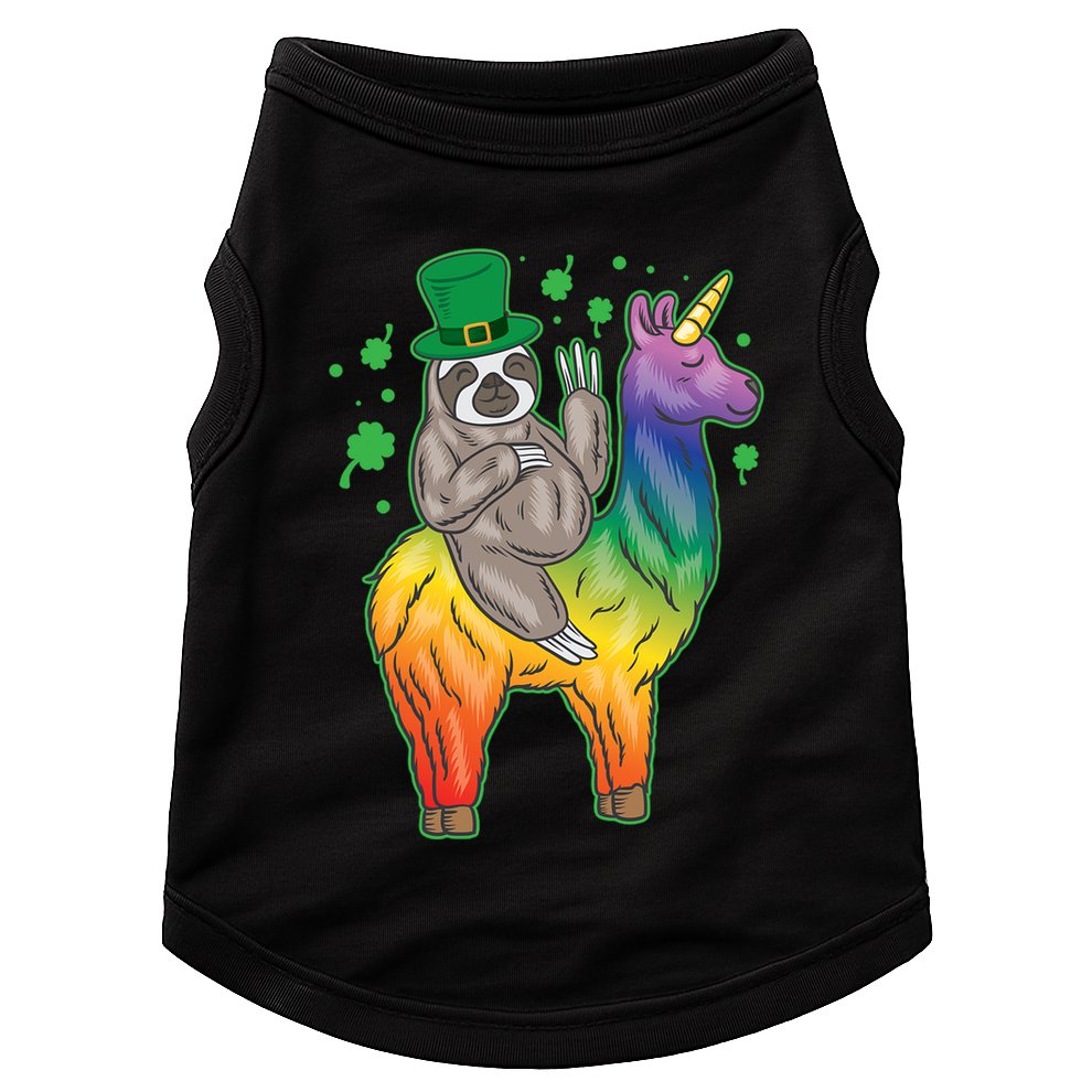 Sloth Rainbow Leprechaun Doggie Tank