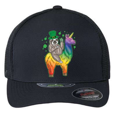 Sloth Rainbow Leprechaun Flexfit Unipanel Trucker Cap