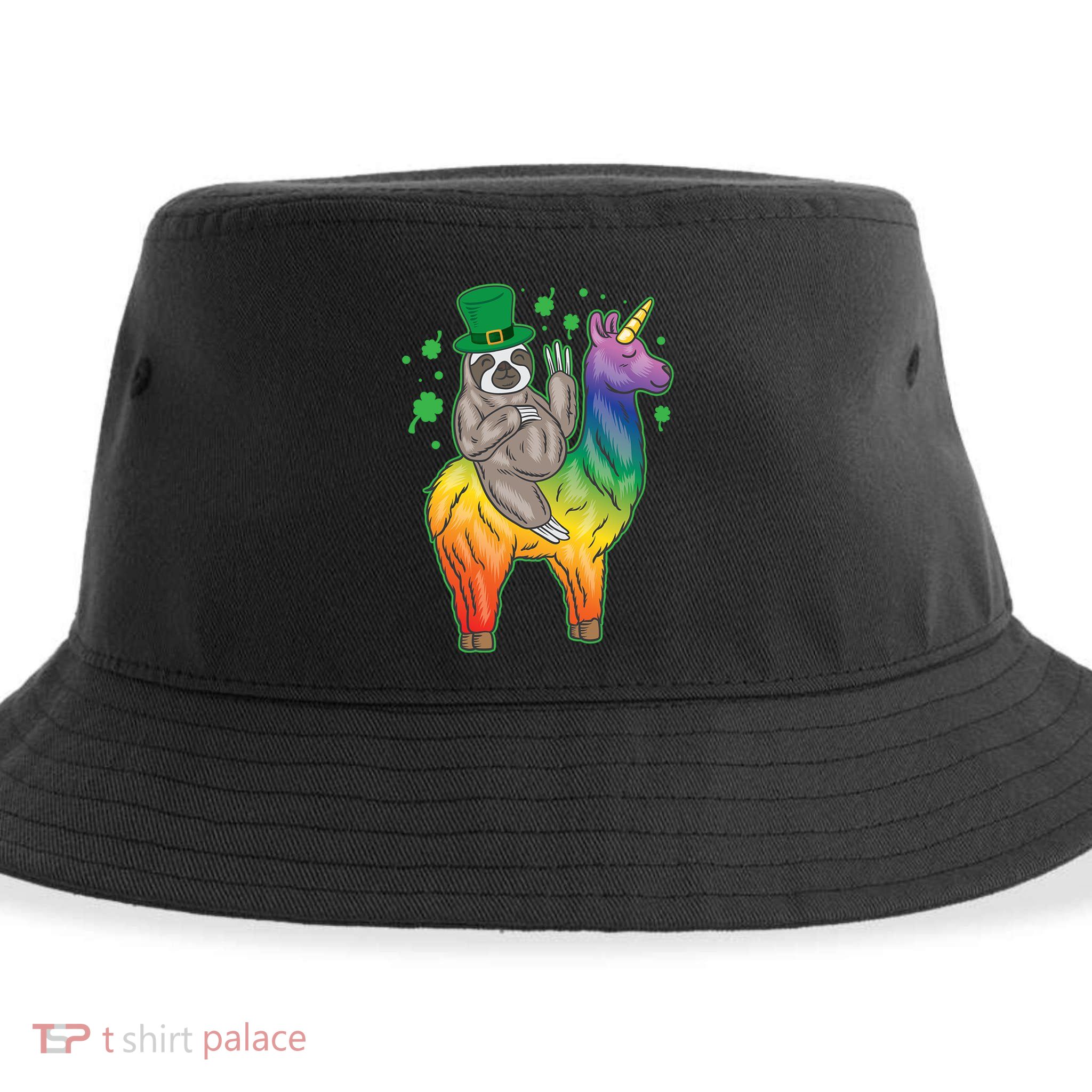 Sloth Rainbow Leprechaun Sustainable Bucket Hat
