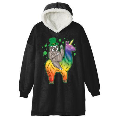 Sloth Rainbow Leprechaun Hooded Wearable Blanket