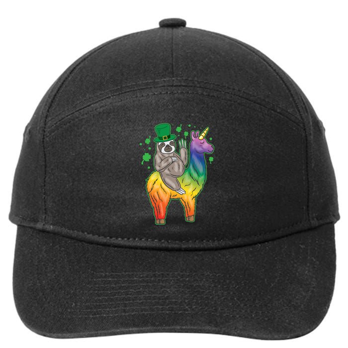 Sloth Rainbow Leprechaun 7-Panel Snapback Hat
