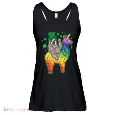 Sloth Rainbow Leprechaun Ladies Essential Flowy Tank
