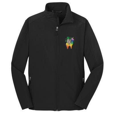 Sloth Rainbow Leprechaun Core Soft Shell Jacket