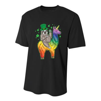 Sloth Rainbow Leprechaun Youth Performance Sprint T-Shirt