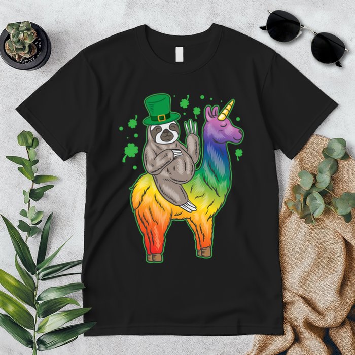 Sloth Rainbow Leprechaun Premium T-Shirt
