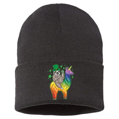 Sloth Rainbow Leprechaun Sustainable Knit Beanie