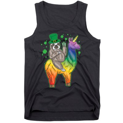 Sloth Rainbow Leprechaun Tank Top