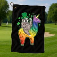 Sloth Rainbow Leprechaun Golf Towel