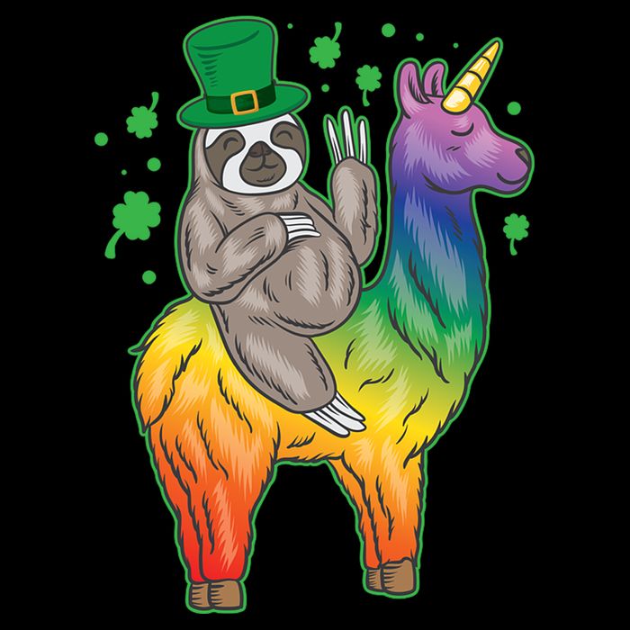 Sloth Rainbow Leprechaun Women's V-Neck T-Shirt