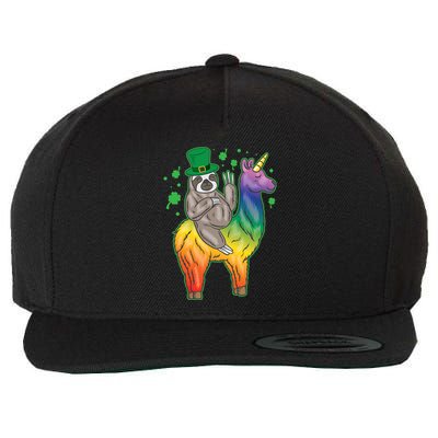 Sloth Rainbow Leprechaun Wool Snapback Cap