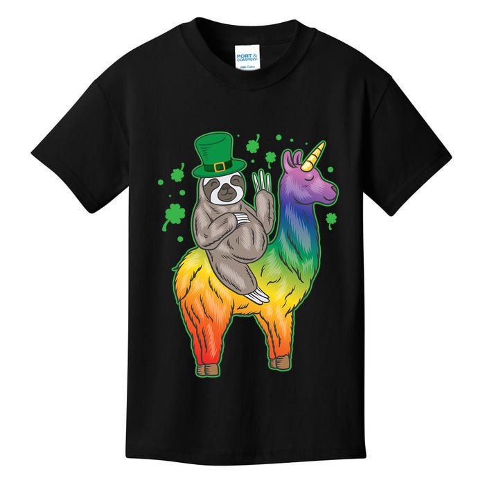 Sloth Rainbow Leprechaun Kids T-Shirt