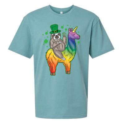 Sloth Rainbow Leprechaun Sueded Cloud Jersey T-Shirt