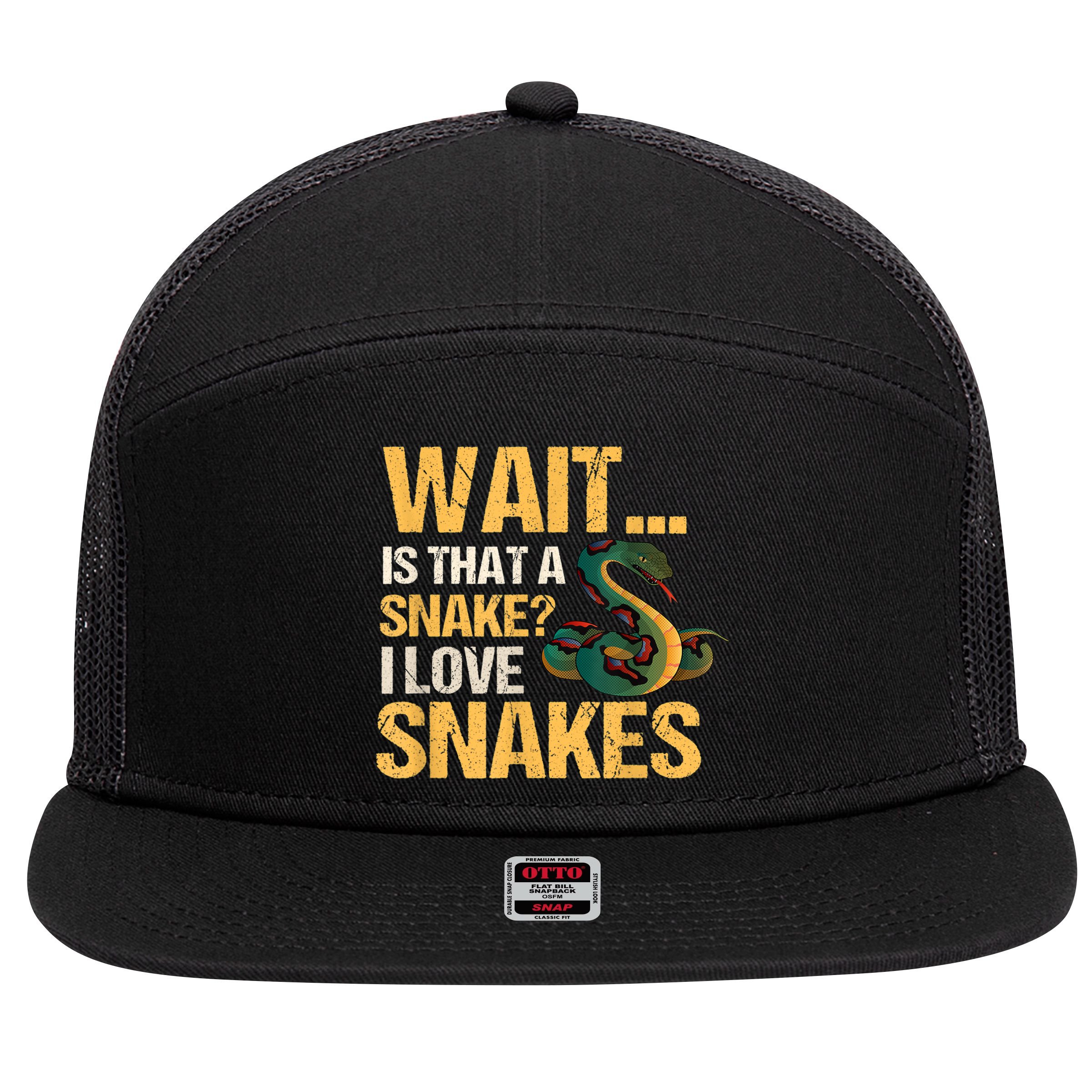 Snake Reptile Lovers Herpetologist Ophidiophilia 7 Panel Mesh Trucker Snapback Hat
