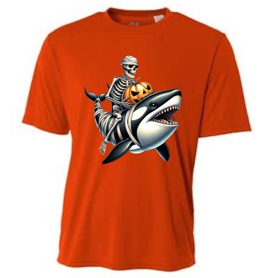 Skeleton Riding Mummy Orca Halloween Whale Great Gift Cooling Performance Crew T-Shirt