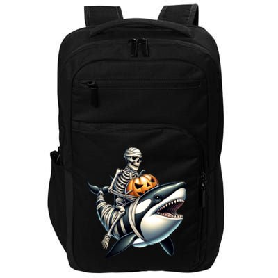 Skeleton Riding Mummy Orca Halloween Whale Great Gift Impact Tech Backpack