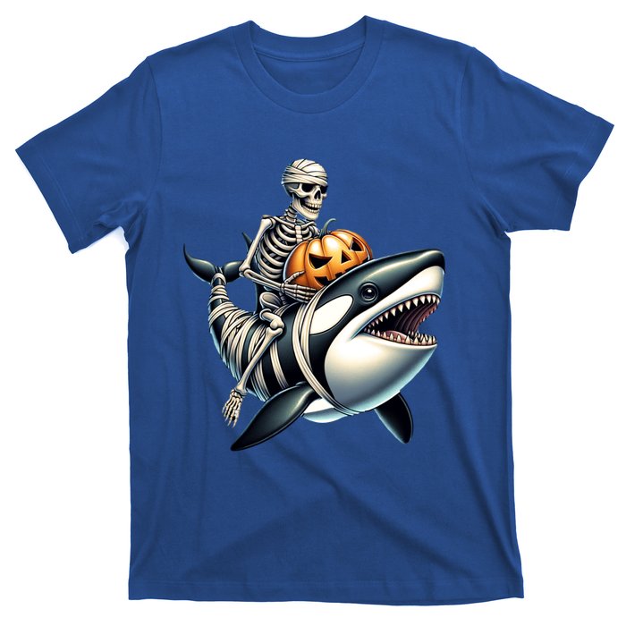 Skeleton Riding Mummy Orca Halloween Whale Great Gift T-Shirt