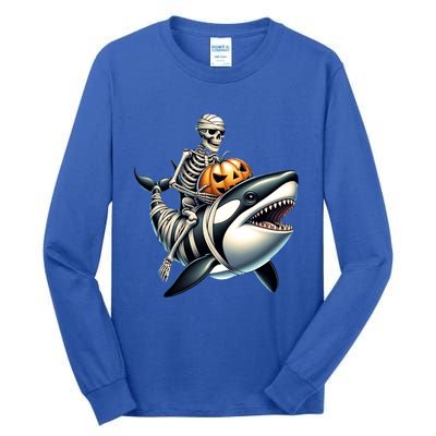 Skeleton Riding Mummy Orca Halloween Whale Great Gift Tall Long Sleeve T-Shirt