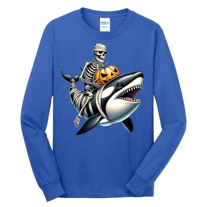 Skeleton Riding Mummy Orca Halloween Whale Great Gift Tall Long Sleeve T-Shirt