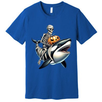 Skeleton Riding Mummy Orca Halloween Whale Great Gift Premium T-Shirt