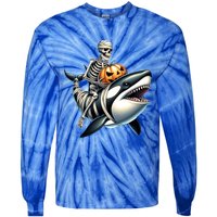 Skeleton Riding Mummy Orca Halloween Whale Great Gift Tie-Dye Long Sleeve Shirt