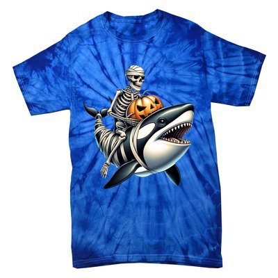 Skeleton Riding Mummy Orca Halloween Whale Great Gift Tie-Dye T-Shirt