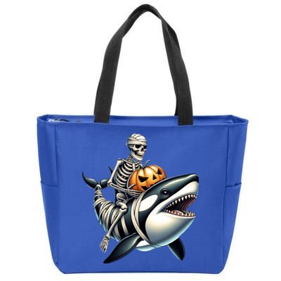 Skeleton Riding Mummy Orca Halloween Whale Great Gift Zip Tote Bag