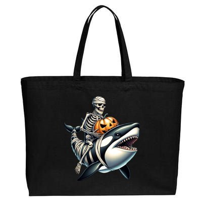 Skeleton Riding Mummy Orca Halloween Whale Great Gift Cotton Canvas Jumbo Tote