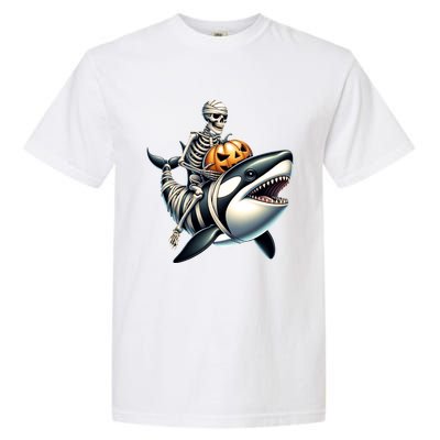 Skeleton Riding Mummy Orca Halloween Whale Great Gift Garment-Dyed Heavyweight T-Shirt