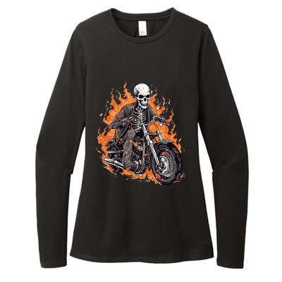 Skeleton Riding Motorcycle Halloween Costume Biker Womens CVC Long Sleeve Shirt