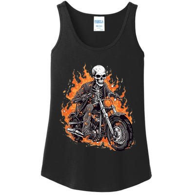 Skeleton Riding Motorcycle Halloween Costume Biker Ladies Essential Tank