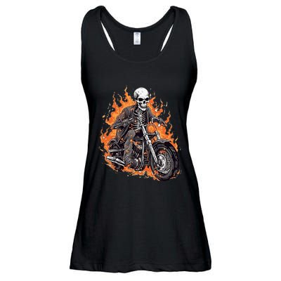 Skeleton Riding Motorcycle Halloween Costume Biker Ladies Essential Flowy Tank