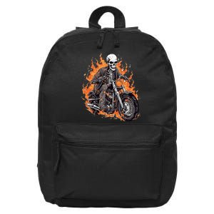 Skeleton Riding Motorcycle Halloween Costume Biker 16 in Basic Backpack