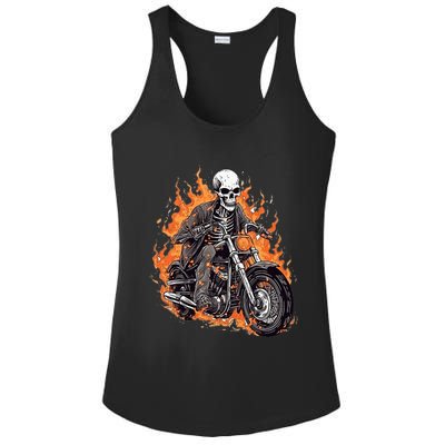 Skeleton Riding Motorcycle Halloween Costume Biker Ladies PosiCharge Competitor Racerback Tank