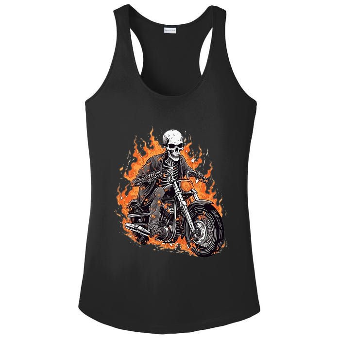 Skeleton Riding Motorcycle Halloween Costume Biker Ladies PosiCharge Competitor Racerback Tank