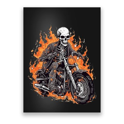Skeleton Riding Motorcycle Halloween Costume Biker Poster