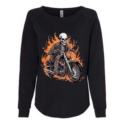 Skeleton Riding Motorcycle Halloween Costume Biker Womens California Wash Sweatshirt