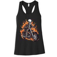 Skeleton Riding Motorcycle Halloween Costume Biker Women's Racerback Tank