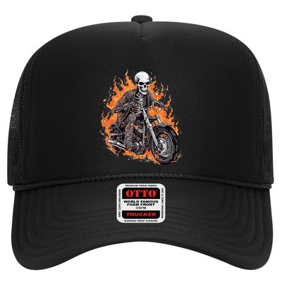 Skeleton Riding Motorcycle Halloween Costume Biker Trucker Hat