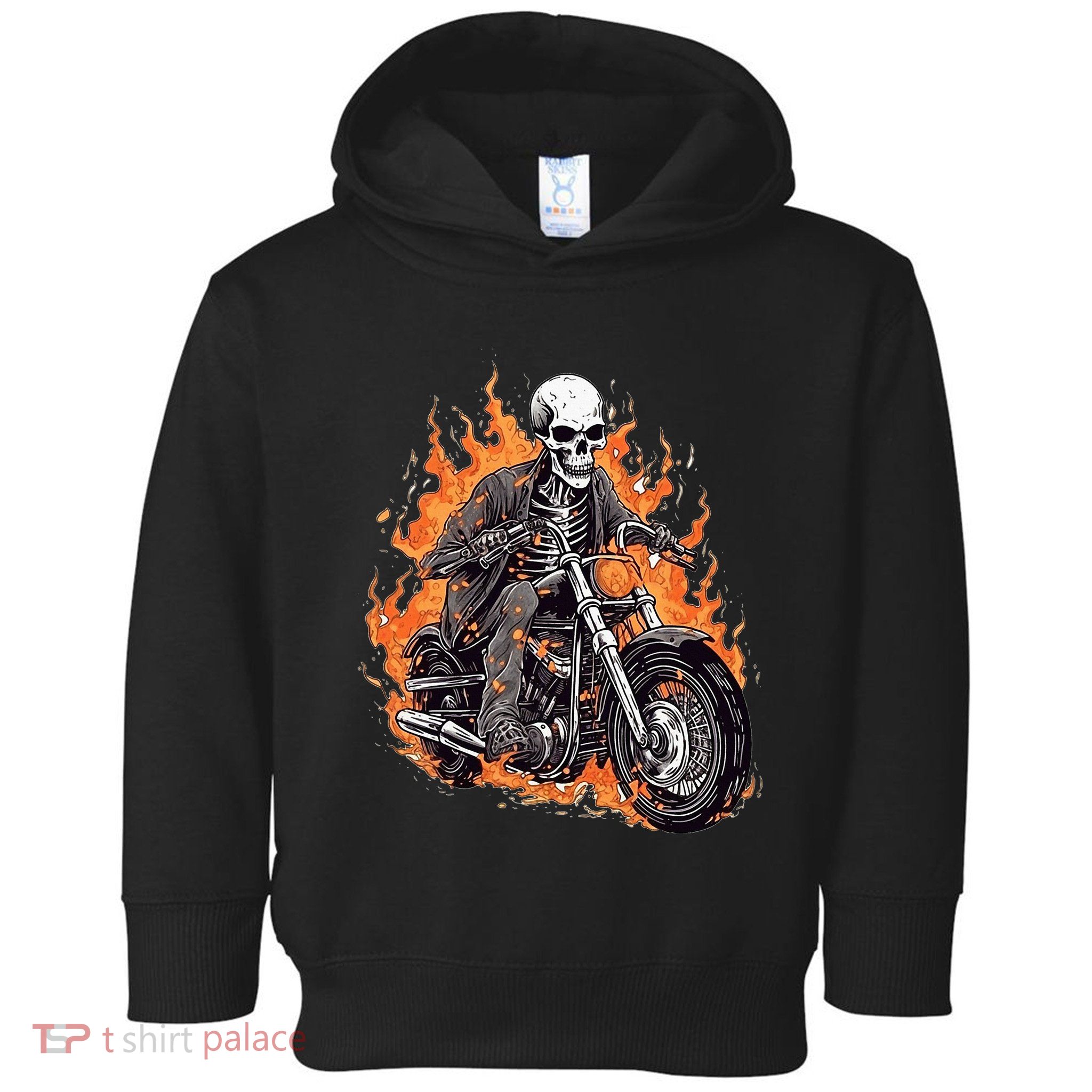 Skeleton Riding Motorcycle Halloween Costume Biker Toddler Hoodie