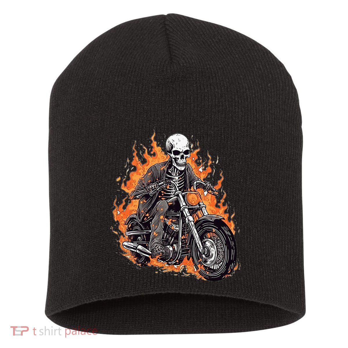Skeleton Riding Motorcycle Halloween Costume Biker Short Acrylic Beanie